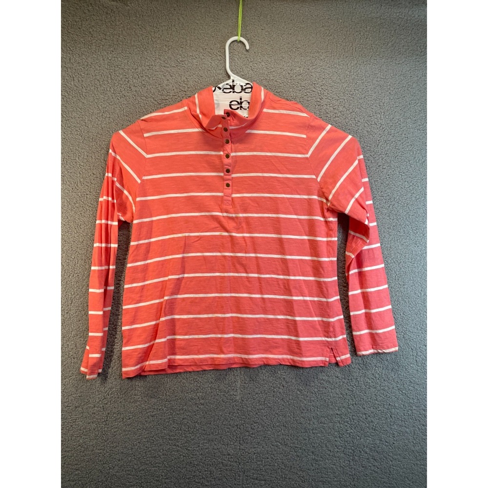 St Johns Bay Shirt Womens Extra Large Striped Top Blouse Mock Neck